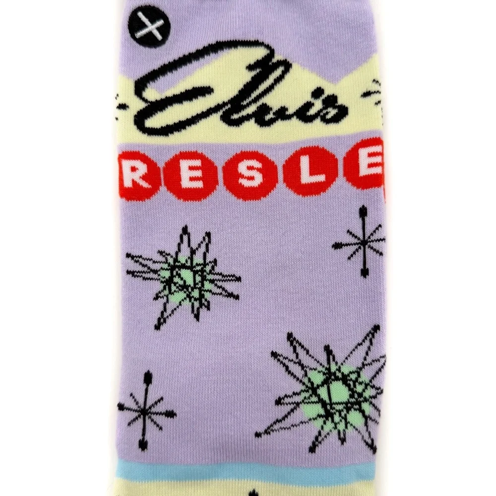 Odd Sox Elvis Presley Crew Socks Mens Womens Retro Mod Gift Pastel Purple Yellow